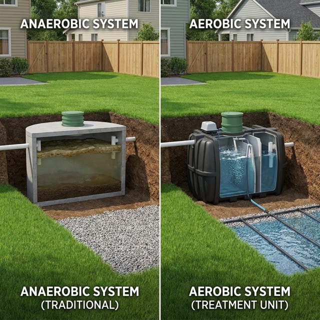 aerobic vs anaerobic septic system Alaska - treatment process comparison