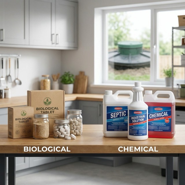 septic tank treatment products Delaware - biological vs chemical comparison
